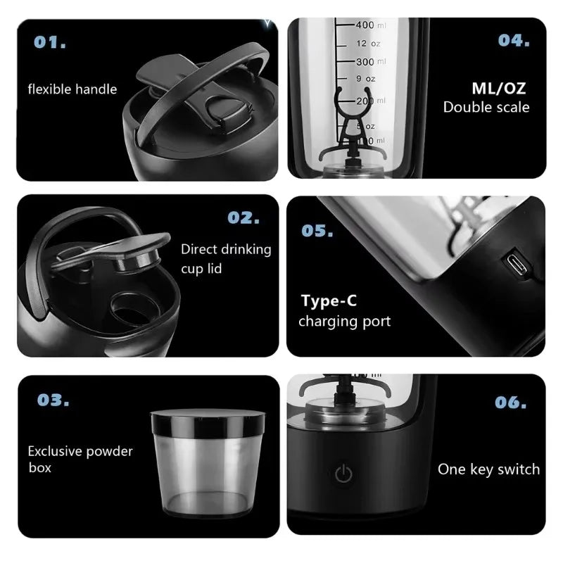 650ML Premium Electric Protein Shaker Bottle