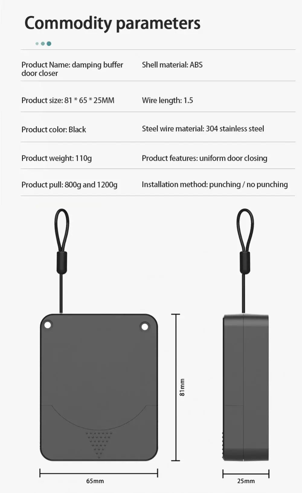 Automatic Sensor Door Closer Punch-free Close 800g/1200g