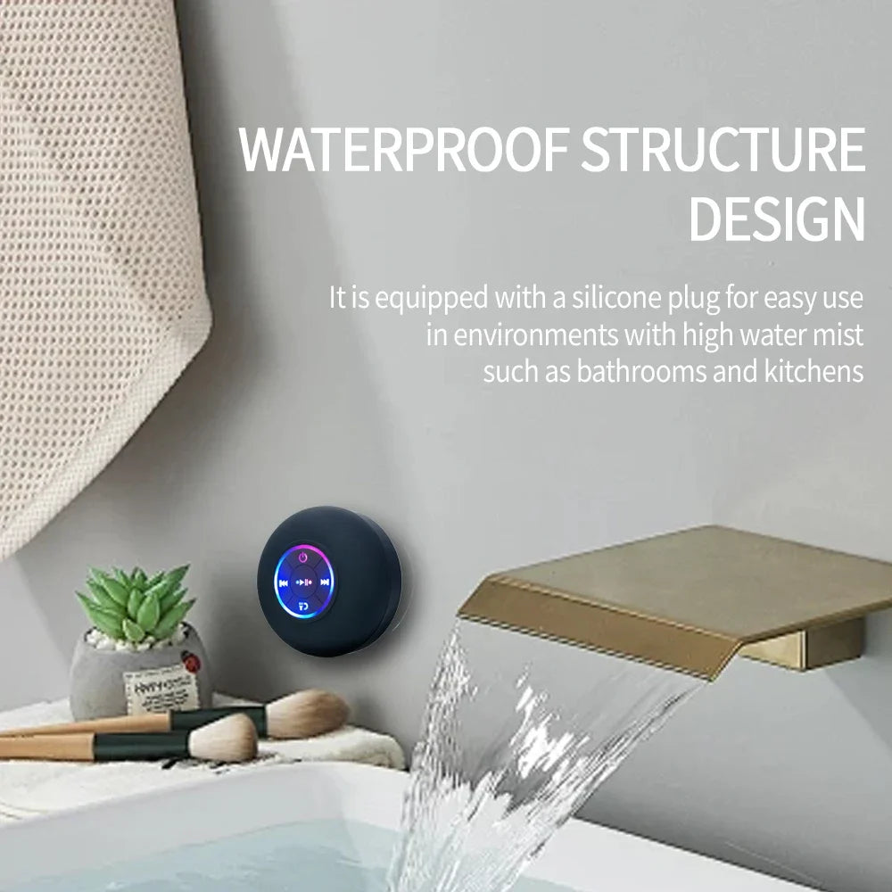 Portable Wireless Bluetooth Shower Speaker with LED Light