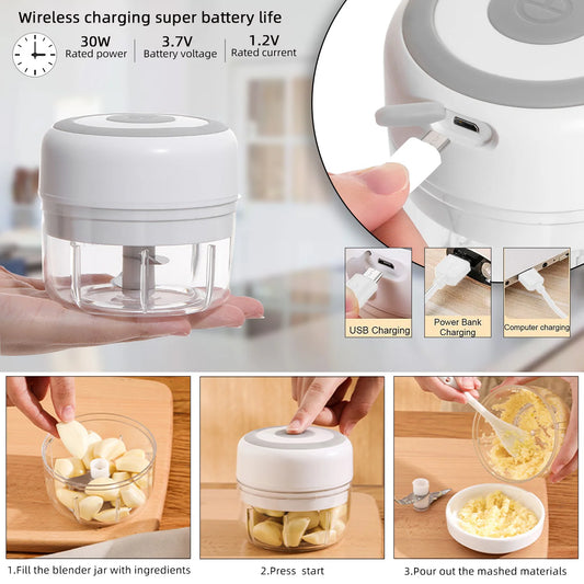 Portable Electric Onion, Garlic and Vegetable Chopper-Grinder